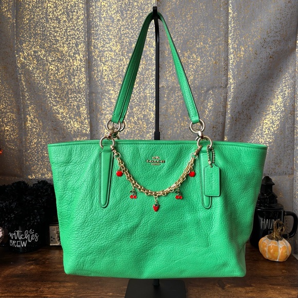 Coach Handbags - Coach Ellis Tote in Pebbled Bright Green Leather
